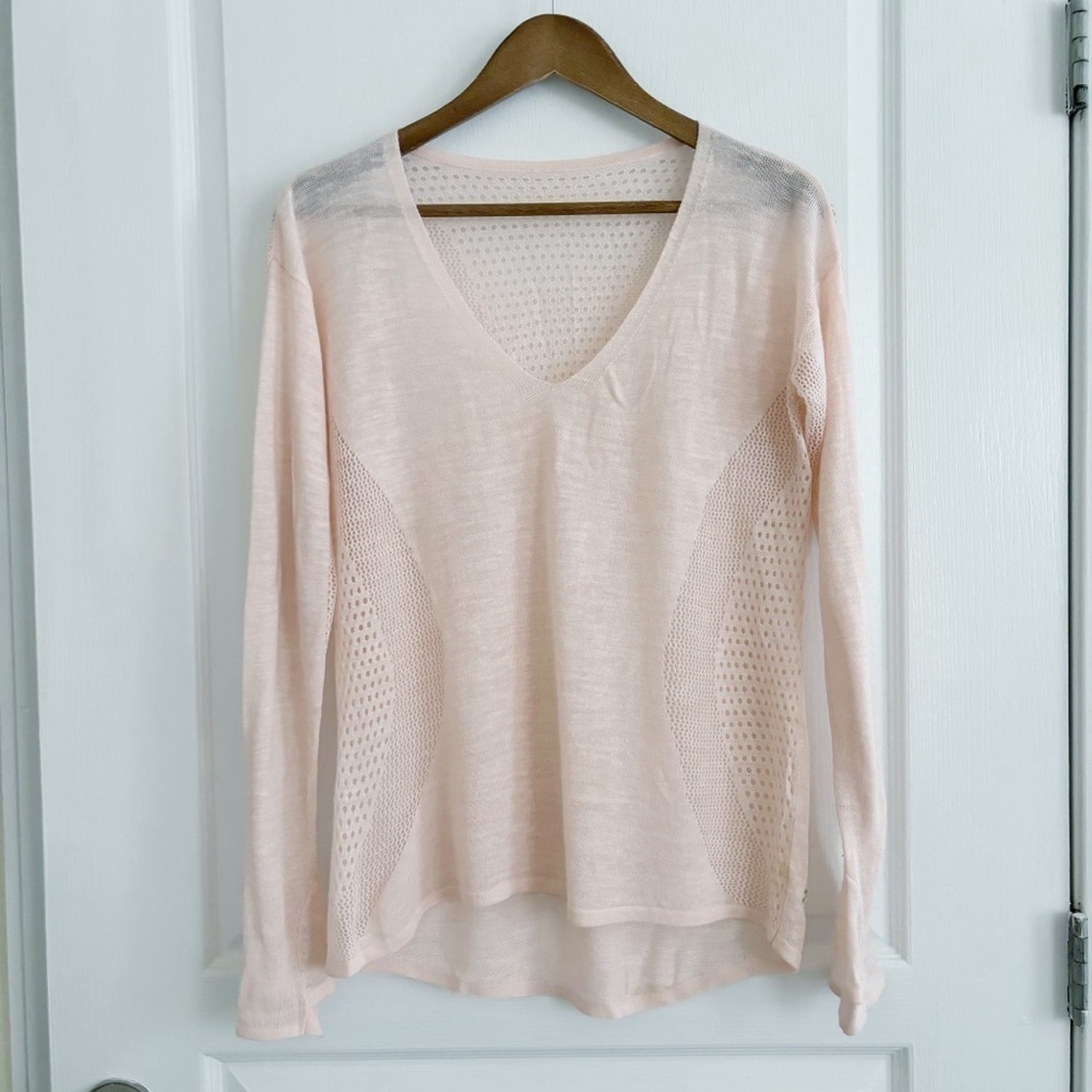 Lululemon Pink Linen Blend Still Movement Pullover Sweater Sz 6